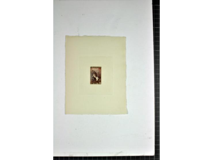 1955, Volkshilfe 5-15 Fr. kpl. als epreuve d'artist in dunkelviolett im Blockformat auf Kartonpapier
 