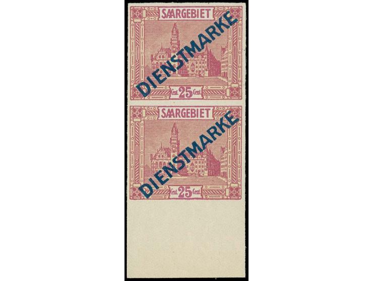 25 C. mit Aufdrucktype II, ungezähnt im senkrechten Paar mit Unterrand, postfrisch, Kabinett, Fotoattest Hoffmann BPP (Mi. 1.