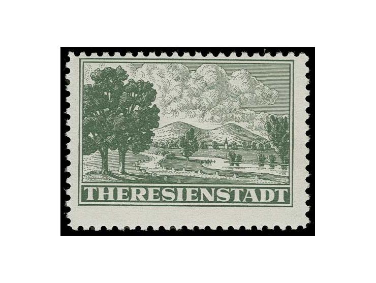 THERESIENSTADT: 1943, Zulassungsmarke, postfrisch mit herstellungsbedingter gummifreier Stelle, einwandfrei, Befund Pfeiffer 