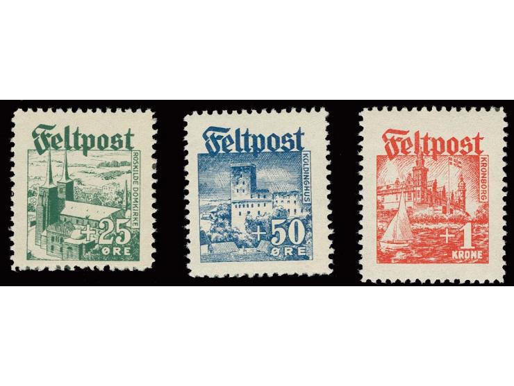 1944, Feldpost 25 Ö. - 1 Kr., kpl., postfrisch (25 Ö. rückseitig mit roten Farbpunkten), Pracht, Fotoattest Krischke