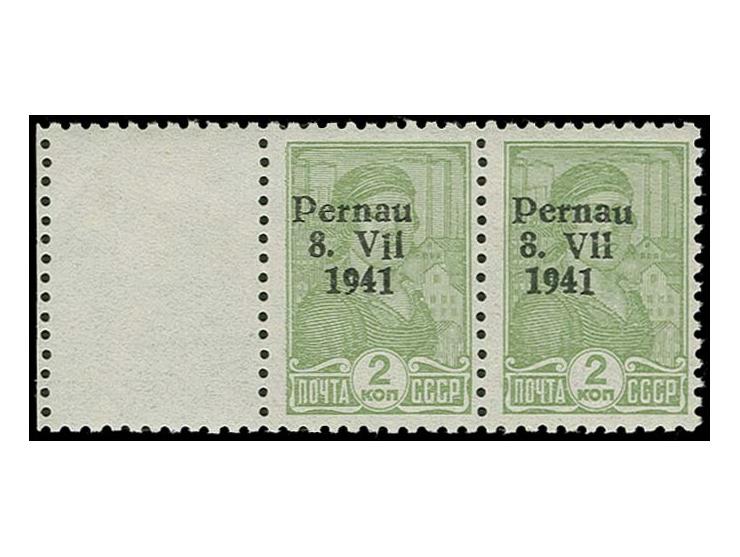 Type II: 2 K. hellgrün im waagerechten Paar mit links kpl. Leerfeld, postfrisch, Kabinett, Fotoattest Krischke