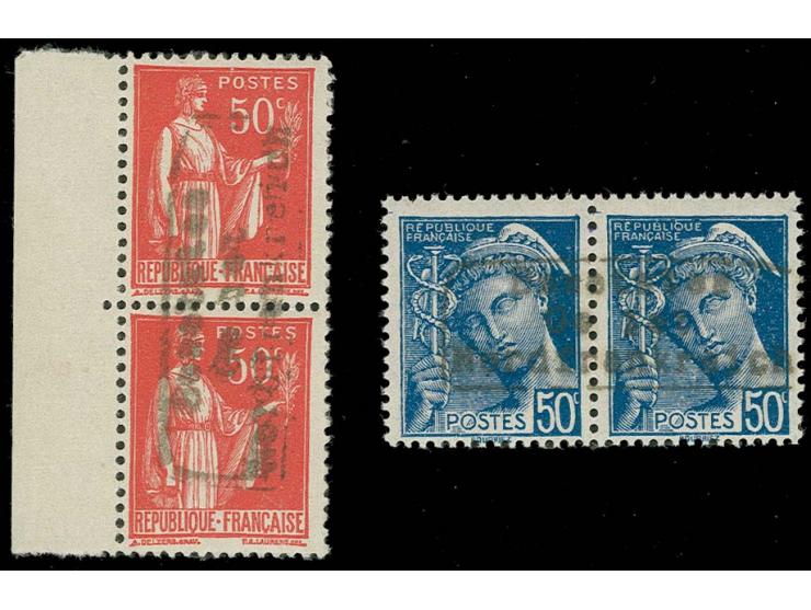 50 C. rot im senkrechten Paar mit linkem Rand und 50 C. blau im waagerechten Paar, postfrisch, Kabinert, u.a. sign. Krischke