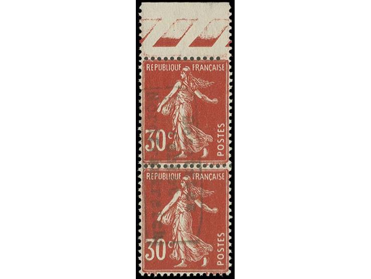 30 C. braunrot im senkrechten Paar mit Oberrand, postfrisch, Kabinett, sign. Behr, Brun und Fotoattest Herbst