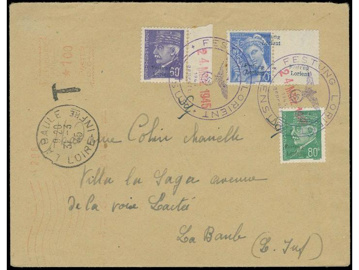 10 C. mit Leerfeld mit insgesamt drei Aufdrucken, 80 C. mit doppeltem Aufdruck und 60 C. mit rechtem Seitenrand mit  Stempel 