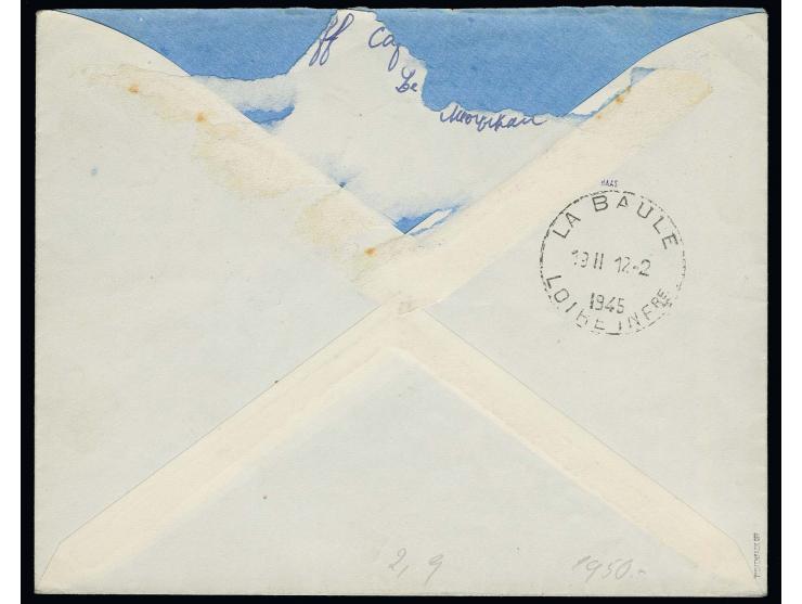 1,20 Fr. aus der linken oberen Bogenecke mit zusätzlich überdrucktem Leerfeld und 30 C. mit Stempel "GROIX MORBIHAN 18 H 8 -2