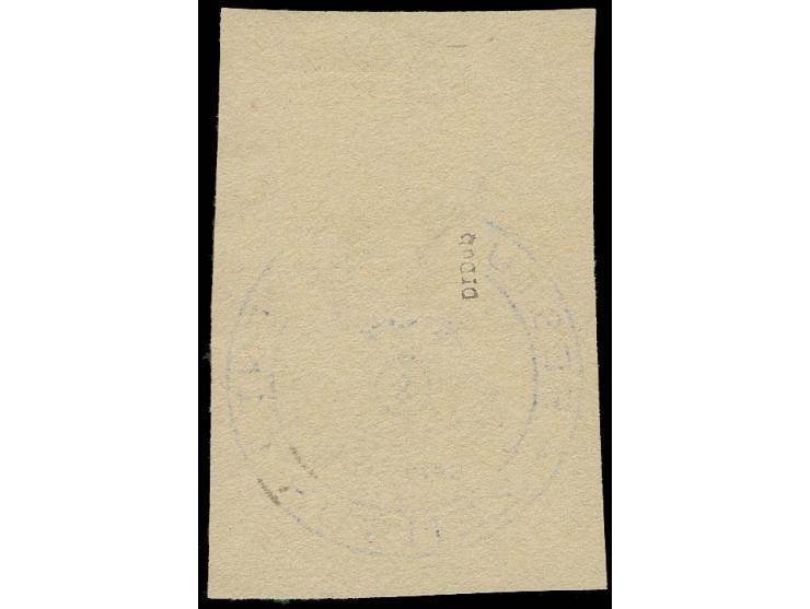 5 Fr. ocker/schwarz/rosakarmin mit Stempel "FESTUNG LORIENT ZENSUR 22.FEB.1945" auf Briefstück, Auflage nur 75 Stück, Kabinet