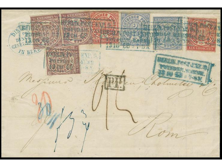  ITALIEN/KIRCHENSTAAT: 1868, ¼ Groschen violett, 3 Stück zusammen mit je 2 Exemplaren 1 Groschen karmin und 2 Groschen ultram
