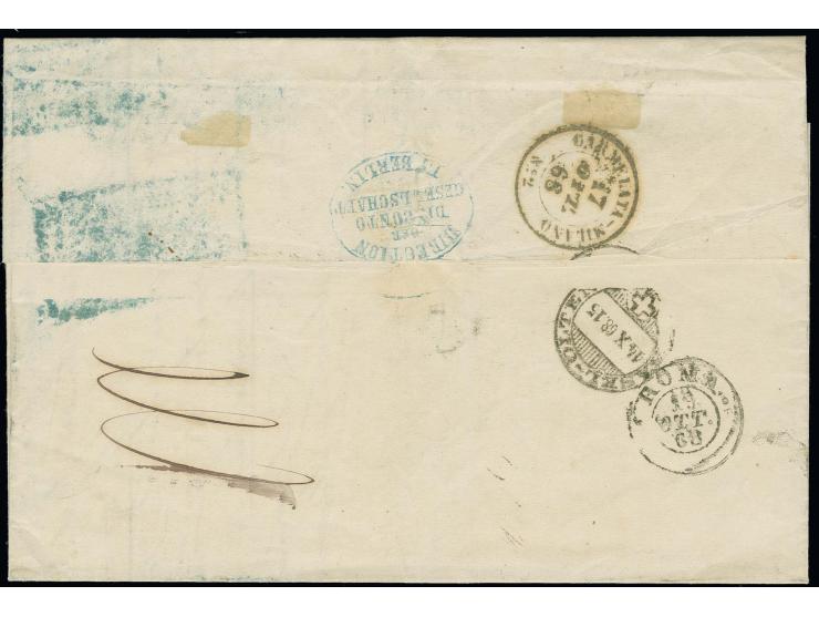  ITALIEN/KIRCHENSTAAT: 1868, ¼ Groschen violett, 3 Stück zusammen mit je 2 Exemplaren 1 Groschen karmin und 2 Groschen ultram
