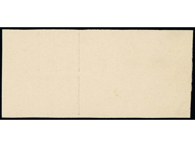 Probedruck 1 d. schwarz auf Kartonpapier, Viererblock mit linkem Bogenrand, ohne Gummi wie verausgabt, Kabinett, Fotoattest W
