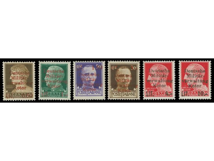 1944, Aufdruckausgabe 0,50 - 10 LIT, kpl. Satz mit 6 Werten, postfrisch, Kabinett, 2 Werte sign. und Fotoattest Kleymann BPP