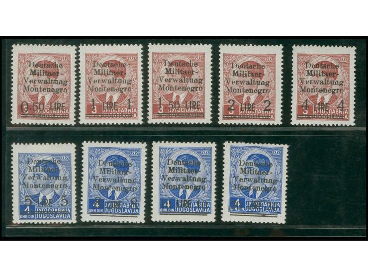 1943, 0,50-20 L., kpl. Satz mit 9 Werten, dabei 20 L. mit Aufdrucktype II, Kabinett, sign. Krischke (Mi. 550,-)