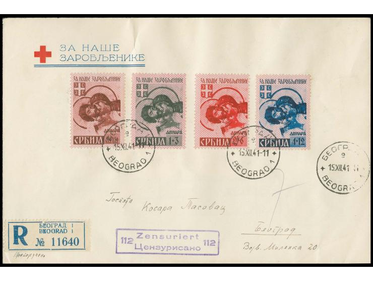 1941, Kriegsgefangene 0,5-4 D. auf überfrankiertem aber gelaufenem R-Brief, gute Erhaltung, sign. Krischke