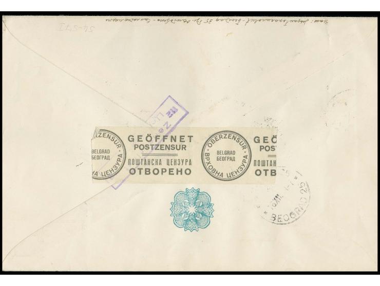1941, Kriegsgefangene 0,5-4 D. auf überfrankiertem aber gelaufenem R-Brief, gute Erhaltung, sign. Krischke