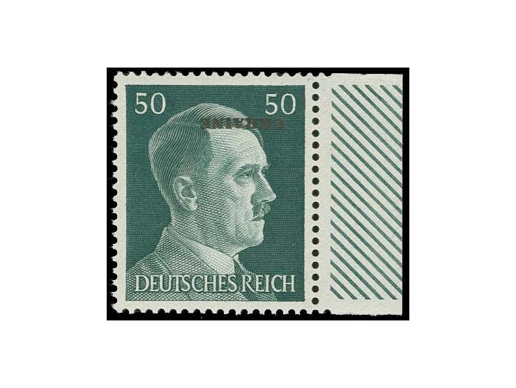 1941, 50 Pfg. vom rechten Seitenrand mit kopfstehendem Aufdruck, postfrisch, einwandfrei, sehr selten, sign. Richter und Foto