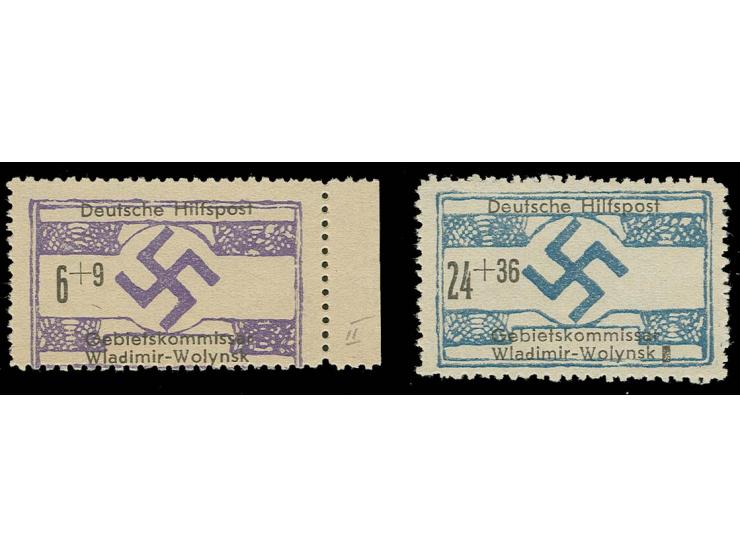 6 Pfg. und 24 Pfg. je mit Plattenfehler "Kleines d in Wladimir"", ohne Gummi wie verausgabt, Pracht, doppelt sign. Zirath BPP