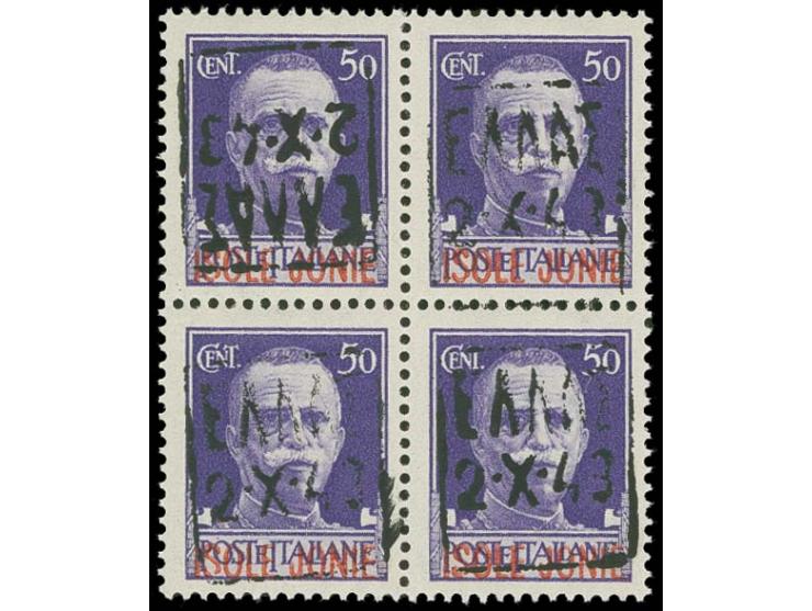 50 C. hellviolett im Viererblock, die linke obere Marke mit kopfstehendem Aufdruck, postfrisch, einwandfrei, sign. Zierer