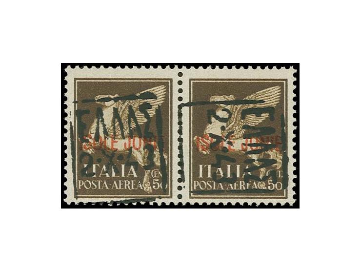 50 C. dunkelbraun im waagerechtem Paar, die rechte Marke mit nach rechts liegendem Aufdruck, postfrisch, einwandfrei, sign. L