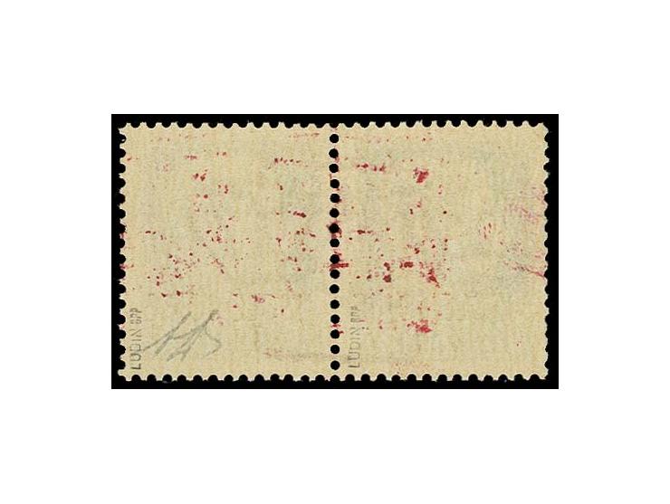 1943, Aufdruck rot: 25 C. im waagerechtem Paar, Aufdruck nur einmal mittig, postfrisch, einwandfrei, Fotoatteste Diena und Lu