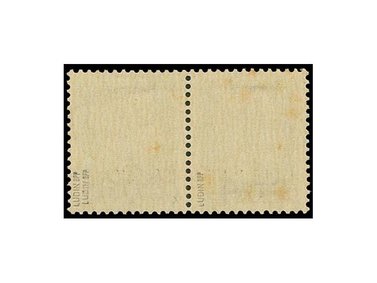 25 C. im waagerechtem Paar, die rechte Marke mit nach links liegendem Aufdruck, postfrisch, etwas fleckig, selten, sign. Ludi