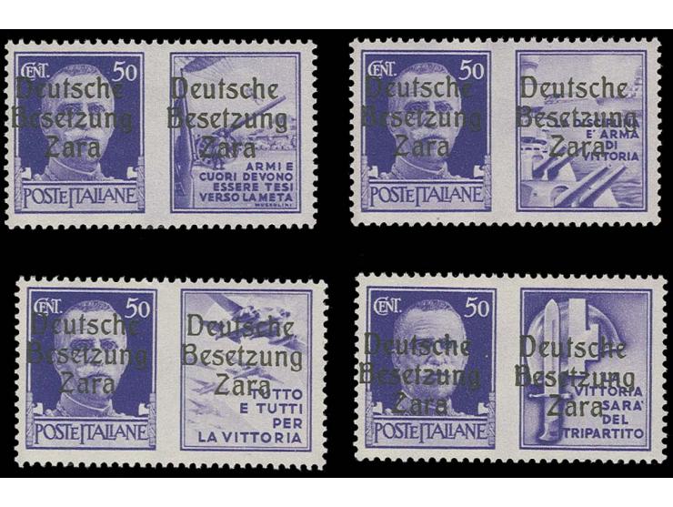 Propagandamarke 50 C. hellviolett, alle vier Werte, Type I, postfrisch, einwanffrei, Befund Kleymann BPP