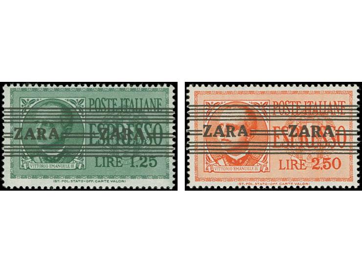 Eilmarken 1,25 L. grün und 2,50 L. orange, Aufdruckfelder 85-86, Typen V/IV, postfrisch, selten, sign. Ludin BPP und Fotoatte