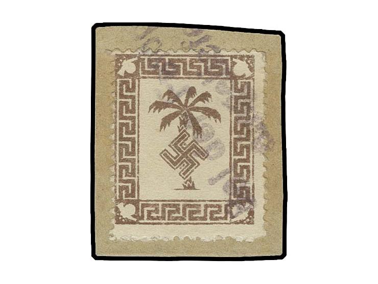 1943, Tunis-Zulassungsmarke auf dickem Papier mit L2 "Bei der Feldpost eingeliefert" auf Briefstück, gut gezähnt, Pracht, sig