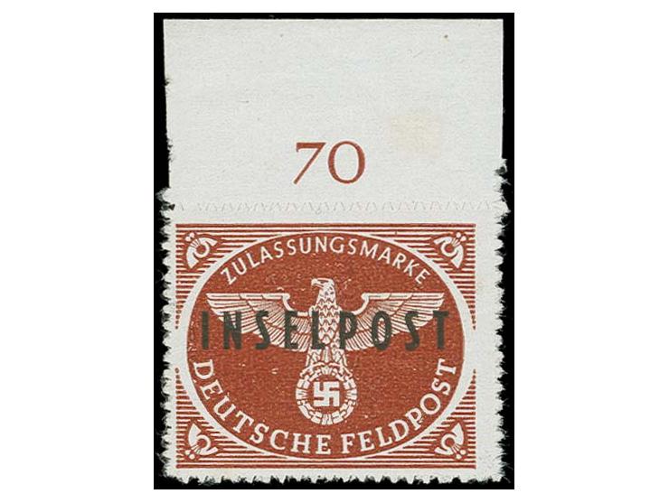Rhodos braunrot mit Oberrand (dort Haftstelle und Bug), postfrisch, Pracht, sign. Müller BPP