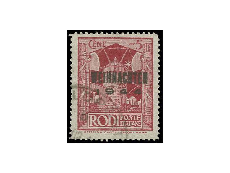  1944, Insel Rhodos, Weihnachtsmarke, Type III, sauber gestempelt, in überdurchschnittlicher Erhaltung, so sehr selten, Fotoa