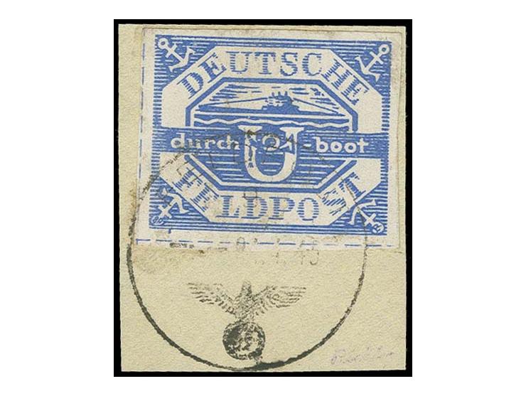 U-Boot Hela blau auf Briefstück mit Normstempel "g 4.4.45", Kabinett, sign. Kreft BPP und Fotoattest Gabisch BPP (Mi. 2.000,-