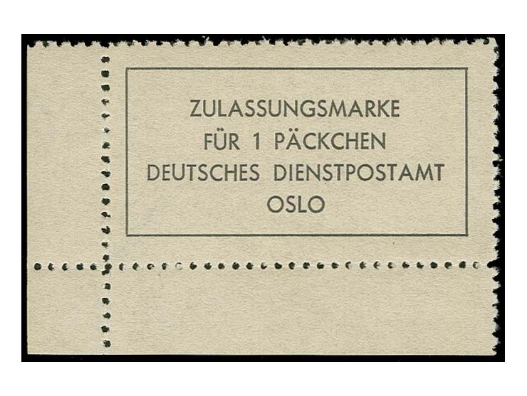 NORWEGEN: Oslo-Päckchenmarke, sehr gut zentriert aus der linken unteren Bogenecke, postfrisch, Kabinett, sign., Fotoattest Pi