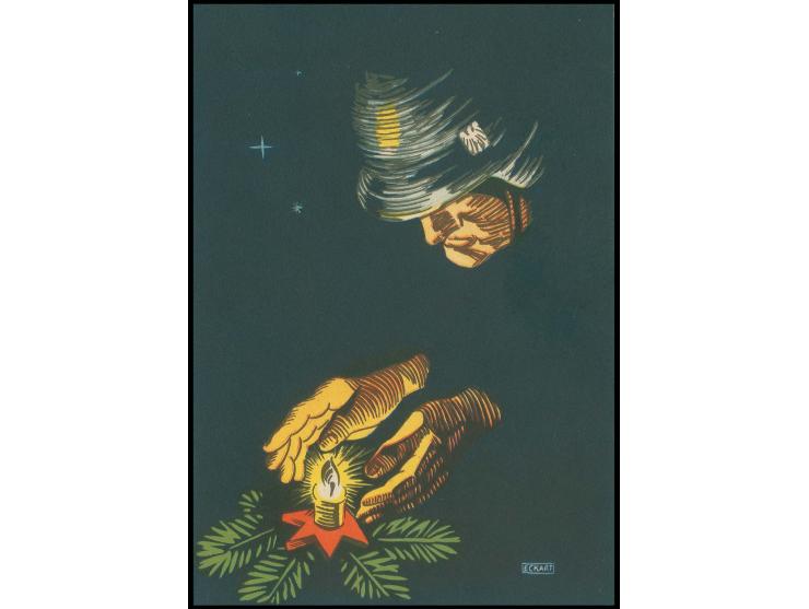 NORWEGEN: 1940, farbige Feldpost-Kartenserie "Weihnachtl. Postzustellung im Norden" mit dekorativen Bildern, 5 verschiedene, 