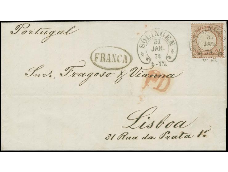  PORTUGAL: Großer Schild 2½ Groschen lilabraun im kleinen Format L15, farbfrisch und gut gezähnt und geprägt mit sauberem Huf