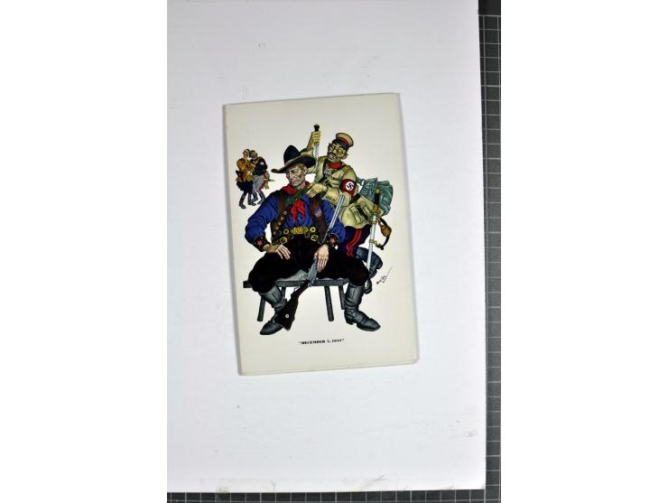 1942, 6 verschiedene farbige Karten von Arthur Szyk für den Esquire (Serie 6, Karte 1-6), ungebraucht, gute Erhaltung