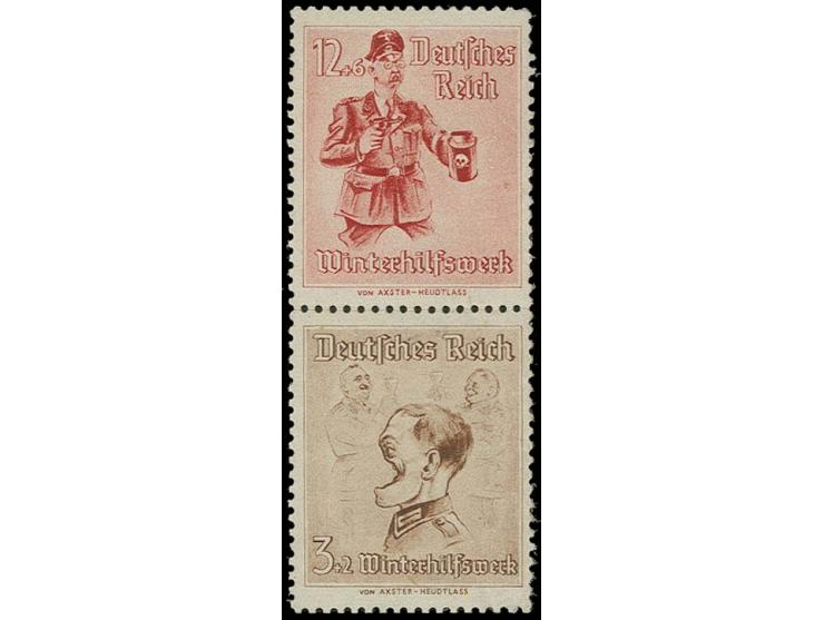 WHW 3 und 12 Pfg. im senkrechten Zusammendruck (vorgefaltet), postfrisch, untere Marke mit Eckzahnfehler und leichten Bügen, 