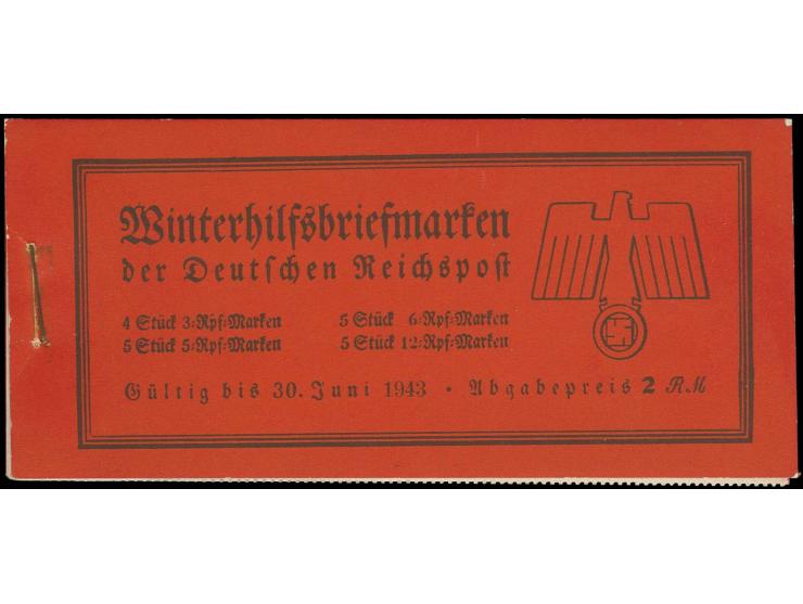 WHW 3 und 12 Pfg., kpl. Markenheftchen mit 2 Heftchenblättern und Zwischenlagepapier, postfrisch, das zweite Heftchenblatt ha