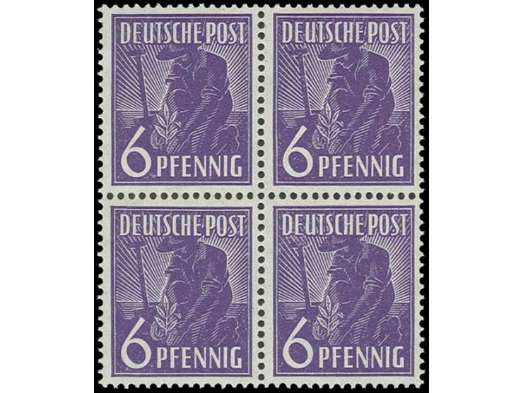 1947, Arbeiter 6 Pfg. schwärzlichbläulichviolett, Viererblock, postfrisch, sign. Hohmann BPP