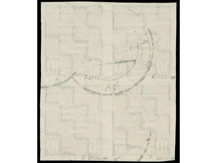 1945, 10 Pfg. rötlichbraun, Viererblock, sauber gestempelt, sign. Ströh BPP