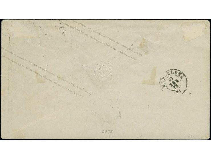  SPANIEN: Kleiner Schild 5 Groschen ocker als Zufrankatur auf Ganzsachenumschlag 1 Groschen mit DKr. "LEIPZIG 21 FEB 72" und 