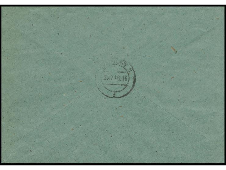dito, Type I, mit Zusatzfrankatur auf Orts-R-Brief von "ERFURT 25.2.46" mit Ankunftsstempel (Mi. 1.100,- +)
