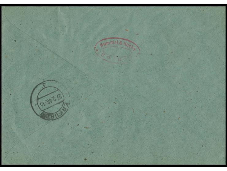 dito, Type IV, mit Zusatzfrankatur auf Orts-R-Brief von "ERFURT 27.2.46" mit Ankunftsstempel (Mi. 1.100,- +)