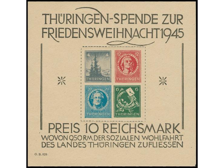 Weihnachtsblock auf grauem Papier, Type II, rechts unten leichter Eckfehler, postfrisch (Mi. 1.700,-)