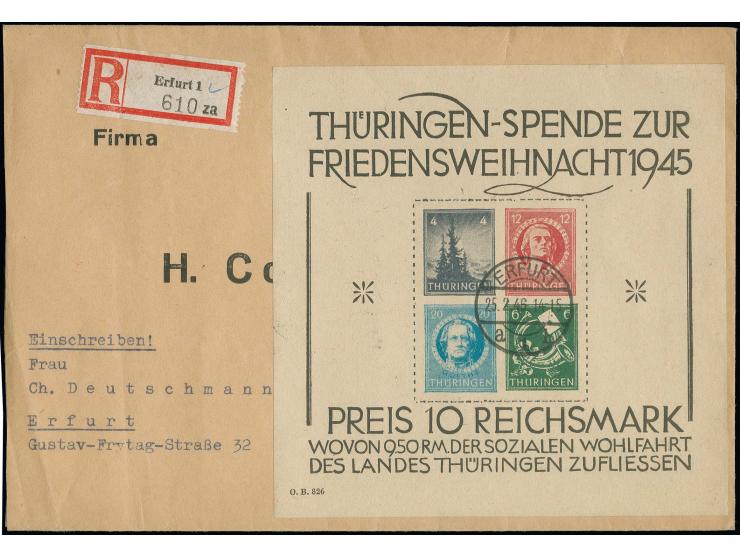 dito, Type I, auf Orts-R-Brief von "ERFURT 25.2.46" mit Ankunftsstempel, bis auf schwache Briefbugspur oben rechts in guter E