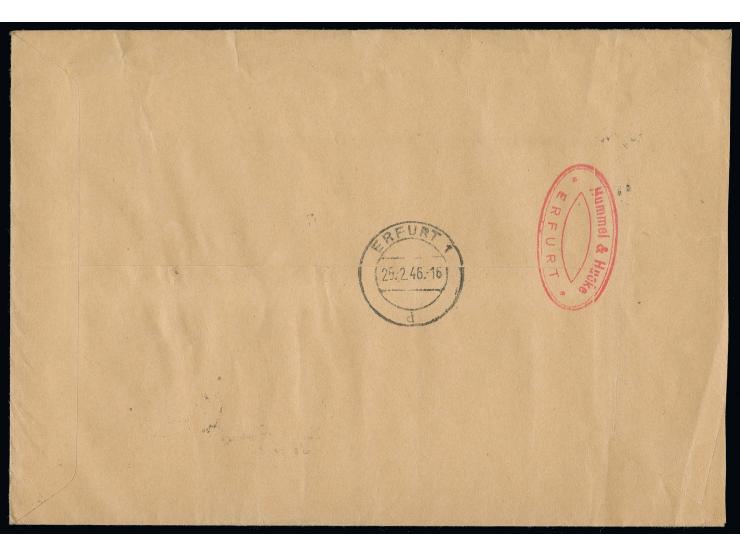 dito, Type I, auf Orts-R-Brief von "ERFURT 25.2.46" mit Ankunftsstempel, bis auf schwache Briefbugspur oben rechts in guter E