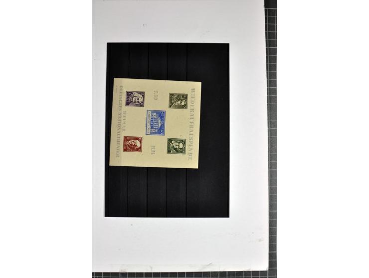 1946, Theaterblock mit Durchstich und 6 Pfg. in der Farbe dunkelbraunoliv, ungebraucht, minimal untermaßig, Fotoattest Jasch 