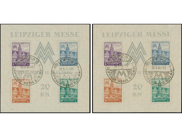 1945, Leipziger Messe-Blockpaar, je mit SST, 2 Fotoattest Ströh BPP (Mi. 640,-)