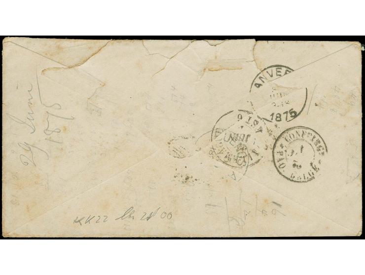  Großer Schild 2½ auf 2½ Groschen in Mischfrankatur mit 1875, 20 Pfennige mit jeweils klar aufgesetztem EKr. "BAD-EMS 29/6" (