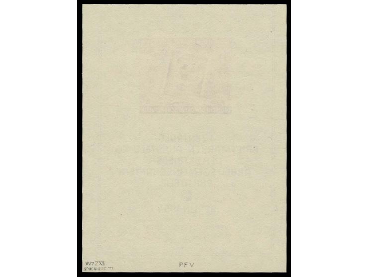 1954, Briefmarken-Austellungsblock mit Abart "Rahmen links unten gebrochen und Farbpunkt im zweiten U von Ausstellung", postf