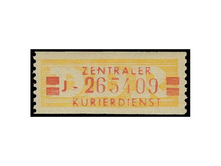 1958, 20 Pfg. mittelbraungelb, breite Kennbuchstaben, Bezirk Schwerin, mit Zählernummer 265409, postfrisch, das erste bekannt