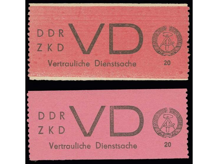 Für vertrauliche Dienstsachen: 1965, 20 Pfg. bräunlichrot und auf auf durchgefärbtem Papier, postfrisch, Befund bzw. Fotoatte