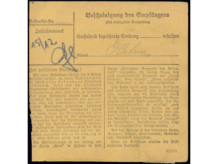 EIGENE AUSGABEN: 1948, Schwarzaufdruck 40 Pfg. im senkrechten 3er-Streifen als portogerechte Mehrfachfrankatur auf Paketkarte